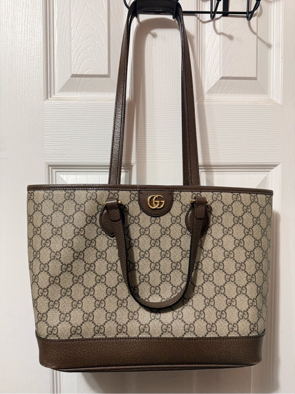 Gucci Medium Ophidia Beige Brown GG Supreme Canvas Tote Bag
